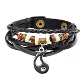 Copper Yin Yang Balance Bracelet - White background product shot showing beads, charm and snap closure