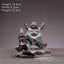 Little Monk Ceramic Incense Burner - Joyful monk with backflow incense, dimensions shown, ceramic zen home decor