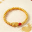 Gold-Plated Pixiu & Red Bead Stretch Bracelet