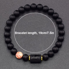 Zodiac Sign Bracelet – single black beaded bracelet with gold barrel charm, 19cm length specification