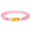 FengShui Obsidian Red Agate Tiger Eye PiXiu Wealth Bracelet – pink cat eye beads with gold pi xiu charm, feng shui love bracelet