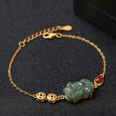Cyan Jade Red Agate PiXiu Bracelet – Cyan Jade(Success♥Healing), image 1, healing bracelet