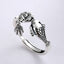 925 Silver Koi Lotus Ring – Silver adjustable ring with koi fish and lotus on black, success luck jewelry