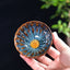 Lotus Peacock Dragon Phoenix Koi Fish Ceramic Teacup – front view showing all four motifs, 120ml handmade cup