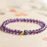 Natural Amethyst Lotus Spiritual Awareness Bracelet - purple amethyst on calligraphy parchment, peaceful
