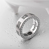 Bagua Ring - Stainless steel band with trigram engravings and yin-yang inner, spiritual ring