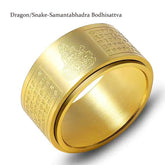 Chinese Zodiac Natal Buddha Heart Sutra Ring – Worn on finger showing comfortable fit, spiritual jewelry