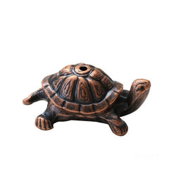 Alloy Turtle Snail Incense Burner – vintage copper turtle side profile on white, minimalist altar ornament