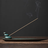 Ceramic Nature Incense Burner – Stacked zen stones holder with incense smoke rising, meditation serenity