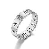 Bague en acier titane avec mantra Om Mani Padme Hum rotative | Paix & Équilibre