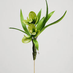 Elegant Handmade Velvet Green Flowers & Mulberry Silk Leaves Brooch Hairpin - Feng Shui Amulet for Luck & Style