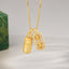Sterling Silver Pixiu Vajra Necklace – gold dual pendants with green box, feng shui wealth necklace