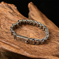 Copper Auspicious Clouds Om Mani Padme Hum Bracelet – Clasp with cloud motifs on driftwood, copper men’s jewelry