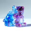 Liuli Crystal Pixiu Wealth Luck Feng Shui Decoration – blue purple gradient Pixiu side view, crystal home decor