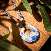 Ceramic Peony & Lotus Pendant Necklace | Enlightenment & Elegance