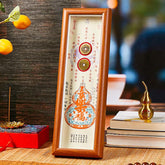 Fu Character Gourd Frame Ornament – Copper coins and colorful hulu gourd with blessing calligraphy, feng shui decor