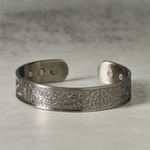 Tree of Life Copper Cuff Bracelet – engraved tree and Celtic knot open cuff with magnets, copper jewelry
