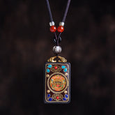 Zakiram Yin Yang Ebony Wood Pendant – front view, Tibetan Buddhist amulet necklace