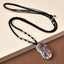 Natural Clear Quartz Pixiu Clarity Beads Rope Necklace Adjustable – Full length necklace laid flat on beige surface