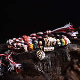 Dzi Beads Om Mani Padme Hum Double Wrap Bracelet | Peace