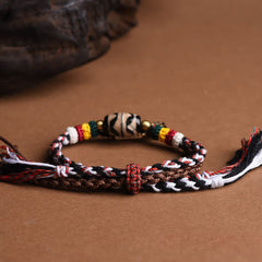 Dzi Beads Om Mani Padme Hum Double Wrap Bracelet | Peace