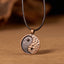 Vintage Yin Yang Necklace - copper gunmetal pendant on black leather cord, hammered metal charm