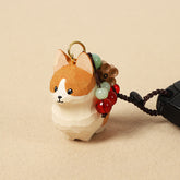 Carved Wood Corgi Om Mani Padme Hum Key… – Hand-carved tan corgi with braided cord and beaded tassel, wooden dog keychain