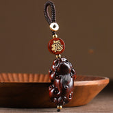 Red Sandalwood PiXiu Keychain – Peace, front view, lucky charm