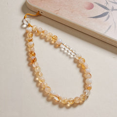 Porte-clés pour téléphone en quartz jaune et bracelet élégant pour une énergie positive