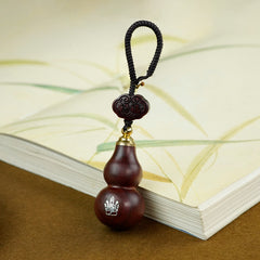 Porte-clés pendentif en forme de gourde en bois de santal rouge pour la protection du zodiaque de l'année de naissance