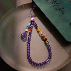 Amethyst Five Wealth Gods Phone Chain Pendant, Safe Talisman Hanging Decor