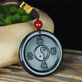 Pendentif Collier Harmonie et Chance Yin Yang en Jade Cyan Naturel Hetian