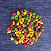 Backflow Incense Cones - Colorful mixed scents piled on blue denim, calming