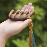 Green Sandalwood Tassel Massage Comb – Green Sandalwood Comb(Gold Gray Tassel Style), image 1
