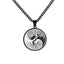 Tree of Life Titanium Steel Necklace – black yin-yang tree pendant on white background, frontal, Cuban link chain