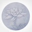 Lotus Mandala Yoga Mat – Blue-gray lotus line drawing with stem and leaves, minimalist ink wash circle art