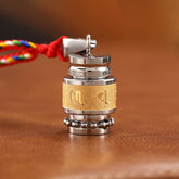 Om Mani Padme Hum Amulet – Macro gold mantra band, rotating bead base, titanium steel pendant