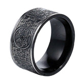 Four Guardian Beasts Ring – black band with silver dragon medallion, Protection