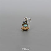 Zen Cairn Crystal Pendant – single stacked labradorite crystal pendant with wood stone beads, 8x10mm charm