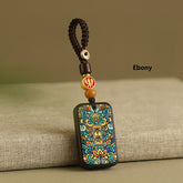Painted Sandalwood 'Peace' Talisman Keychain for Safe Travels – Ebony, image 1, lucky charm