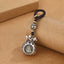 Rotating coin money pouch keychain with Fu characters and wealth symbols on pure white background