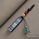 Chinese Style Painted Sandalwood 'Good Luck' Keychain & Phone Charm