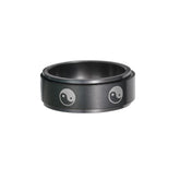 Yin Yang Titanium Steel Ring - Silver and black spinner rings with yin-yang, fidget ring