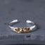 925 Sterling Silver Lotus Ring – Two-tone silver and gold lotus on adjustable band on gray stone, lotus ring