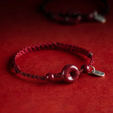 Cinnabar Peace Buckle String Bracelet – Dark Red&Charm / Bracelet(Wrist Circumference 14-18cm), image 1, healing bracelet