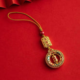 Llavero de coche con amuleto de la fortuna de arena dorada, colgante de esmalte para teléfono, colgante de la paz