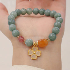 Jade Four Leaf Clover Charm Prosperity Bracelet