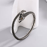 Dragon Scales Pattern Protection Bracelet Bangle - Oxidized silver dragon cuff red eye, Fierce Protection