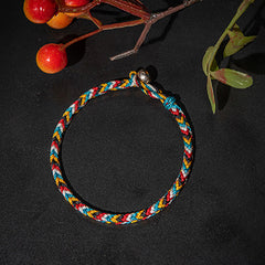 Bracelet tressé de protection en fil de cinq couleurs fait main au Tibet