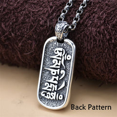 Sterling Silver Zakiram Goddess of Wealth Mantra Pendant – back view with engraved mantra, reversible